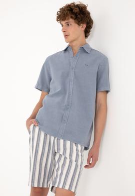 Erkek Mavi Kısa Kollu Gömlek - 50304955017