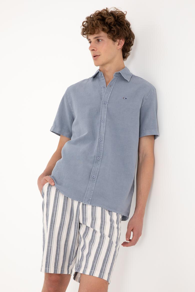 Erkek Mavi Kısa Kollu Gömlek - 50304955017