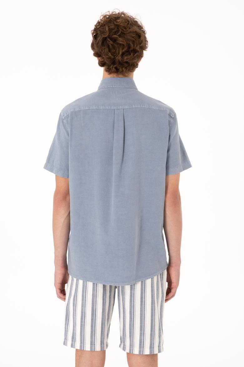 Erkek Mavi Kısa Kollu Gömlek - 50304955017