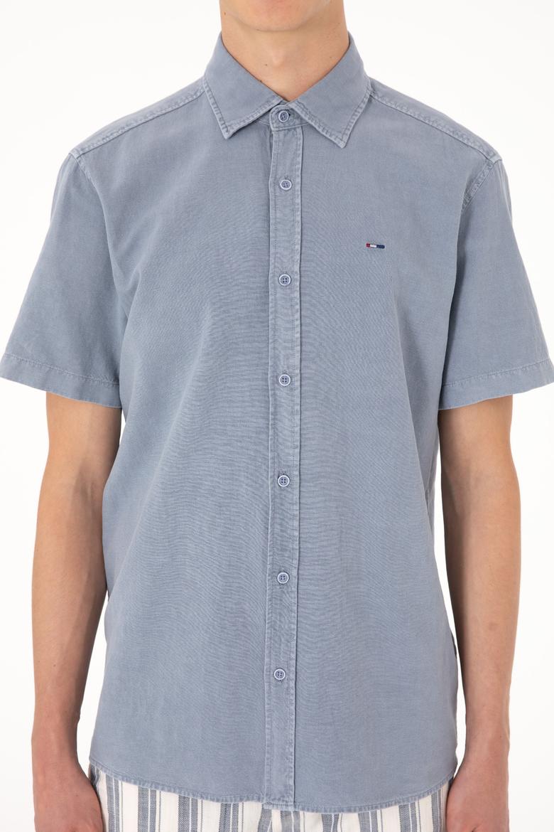 Erkek Mavi Kısa Kollu Gömlek - 50304955017