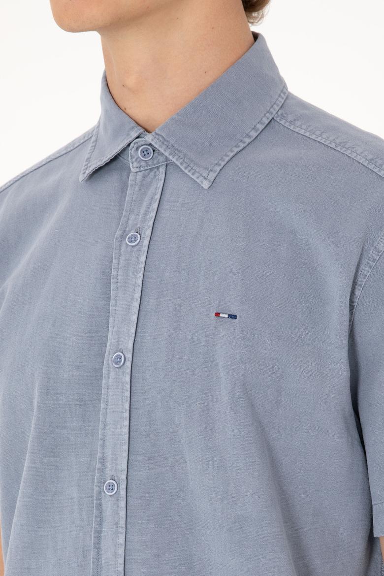 Erkek Mavi Kısa Kollu Gömlek - 50304955017