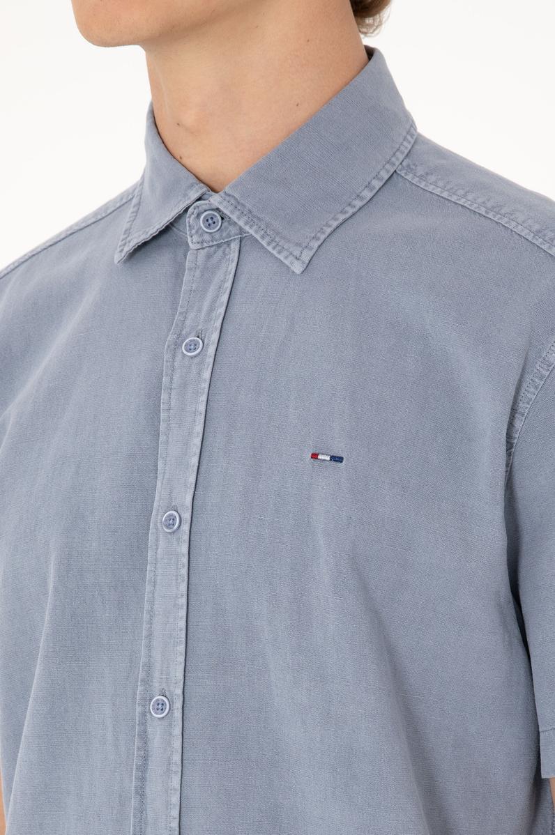 Erkek Mavi Kısa Kollu Gömlek