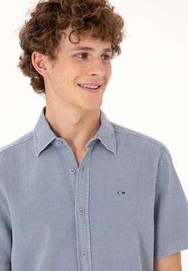 Erkek Mavi Kısa Kollu Gömlek - 50304955017