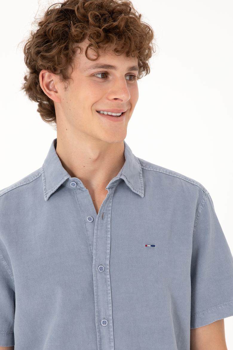 Erkek Mavi Kısa Kollu Gömlek - 50304955017
