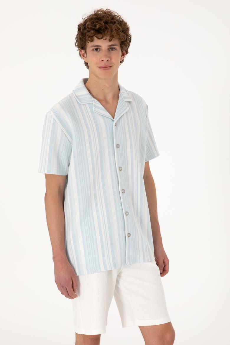 Erkek Açık Mavi Örme Gömlek - 50306895007