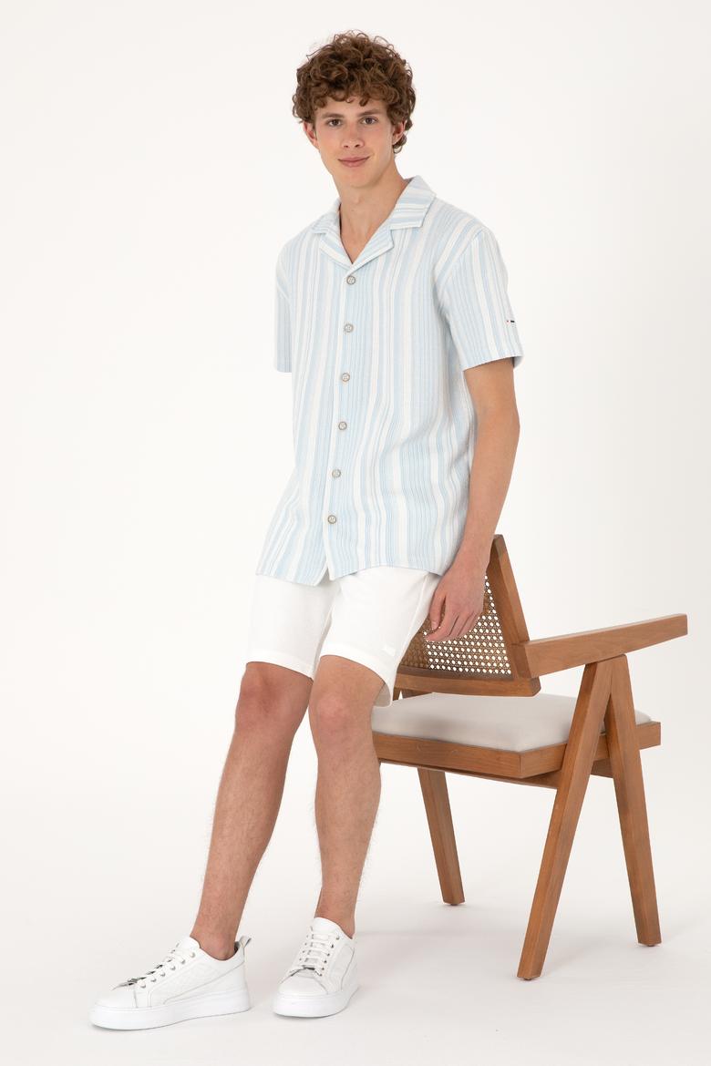 Erkek Açık Mavi Örme Gömlek - 50306895007