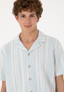 Erkek Açık Mavi Örme Gömlek - 50306895007