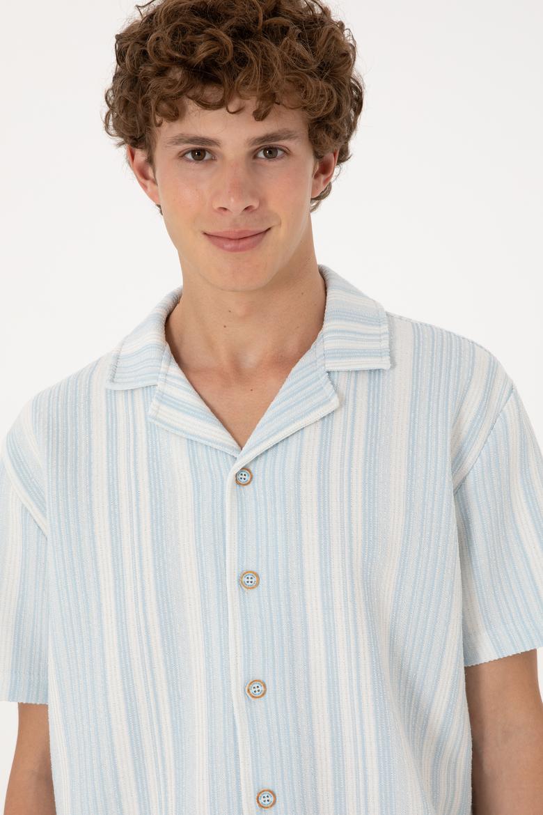 Erkek Açık Mavi Örme Gömlek - 50306895007