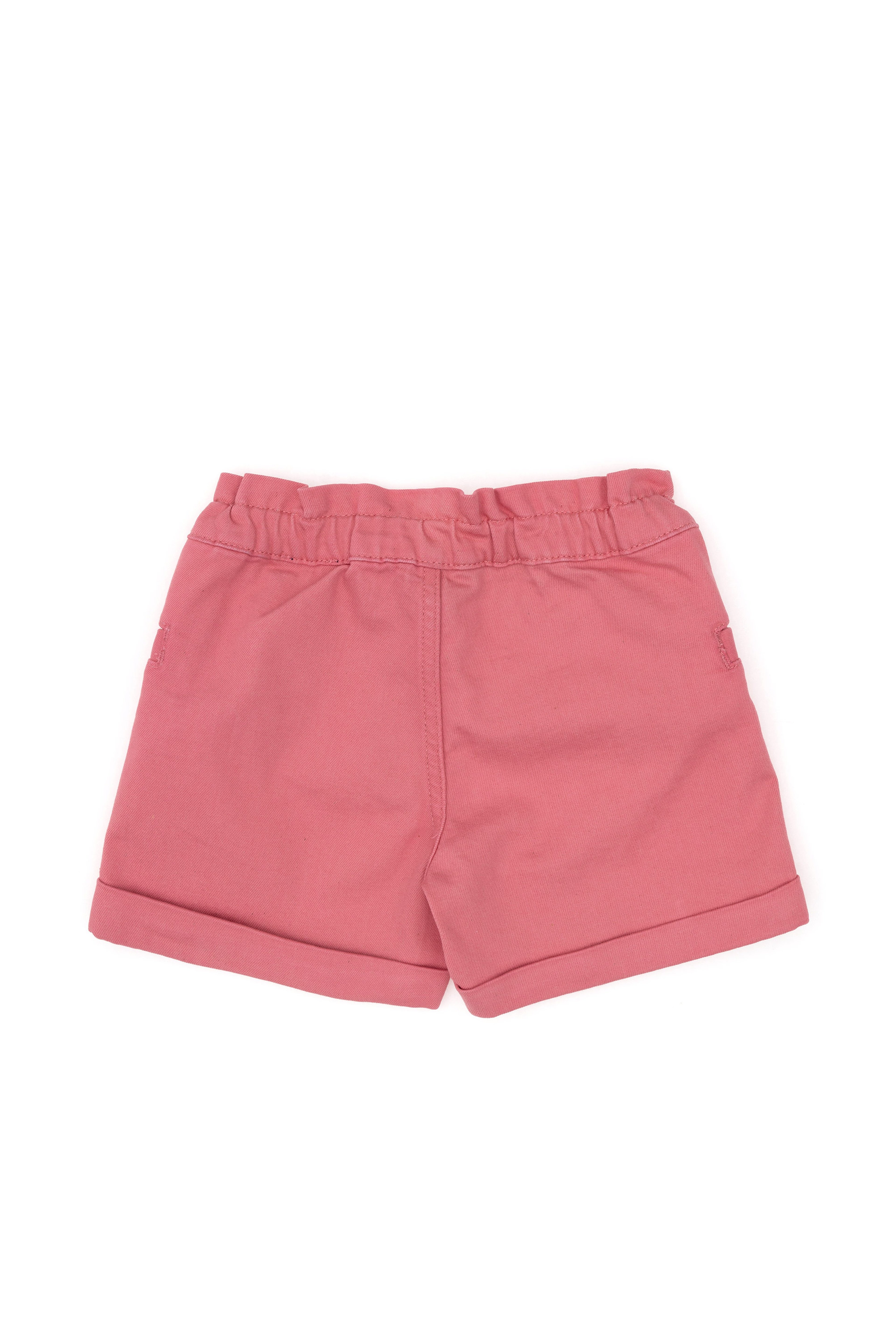 Kız Çocuk Pembe Relax Fit Belden Büzgü Detaylı Jean Şort - Image 3