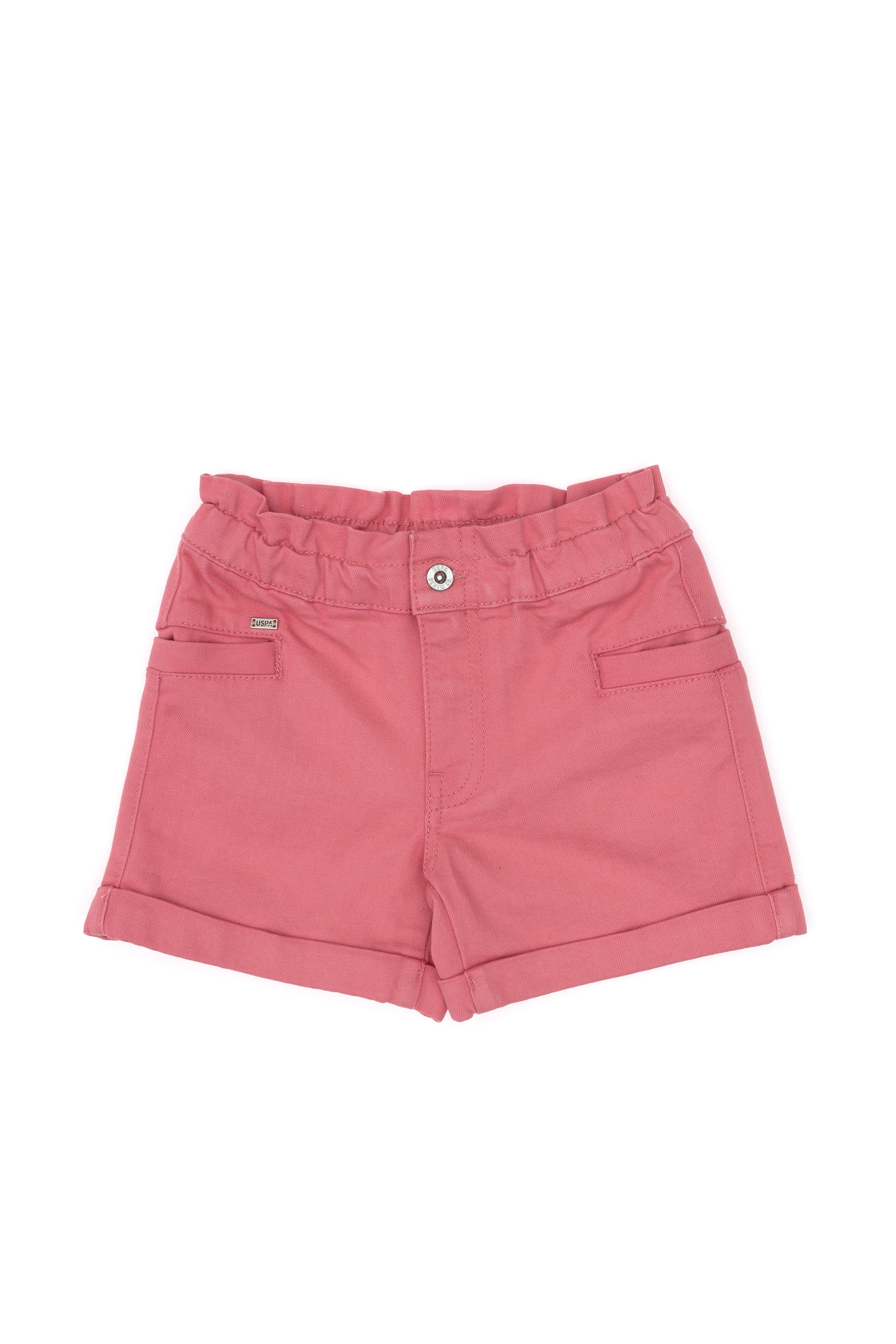 Kız Çocuk Pembe Relax Fit Belden Büzgü Detaylı Jean Şort - Image 2