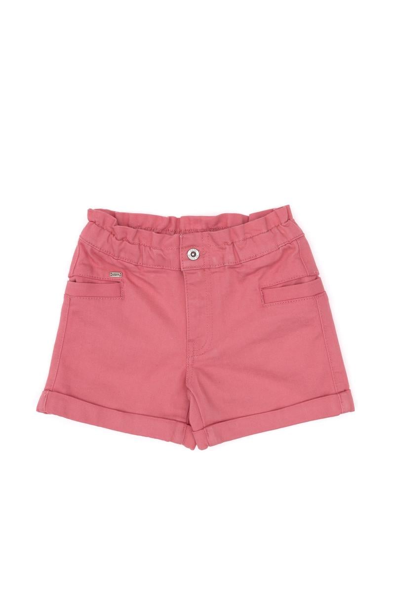 Kız Çocuk Pembe Relax Fit Belden Büzgü Detaylı Jean Şort