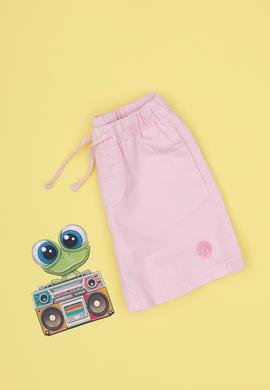 Kız Çocuk Açık Pembe Pamuk Dokuma Şort - 50306421005