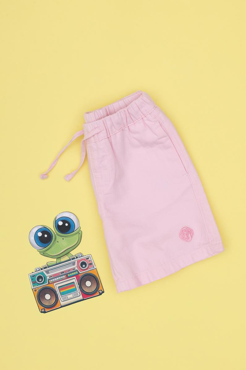 Kız Çocuk Açık Pembe Pamuk Dokuma Şort