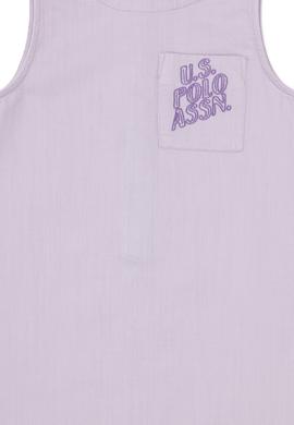 Kız Çocuk Lila Bisiklet Yaka A-Form Dokuma Elbise - 50299309031