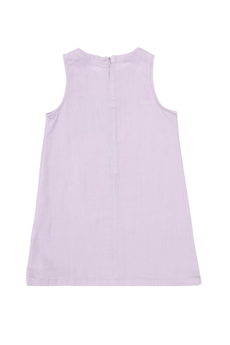 Kız Çocuk Lila Bisiklet Yaka A-Form Dokuma Elbise - 50299309031