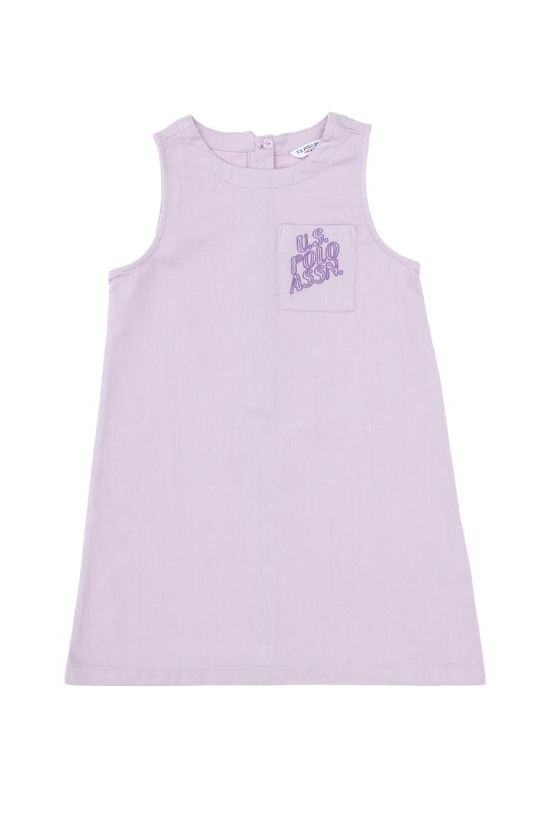 Kız Çocuk Lila Bisiklet Yaka A-Form Dokuma Elbise - 50299309031