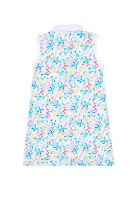 Kız Çocuk Beyaz Polo Yaka Kolsuz Çiçek Desenli Örme Elbise - 50305225002