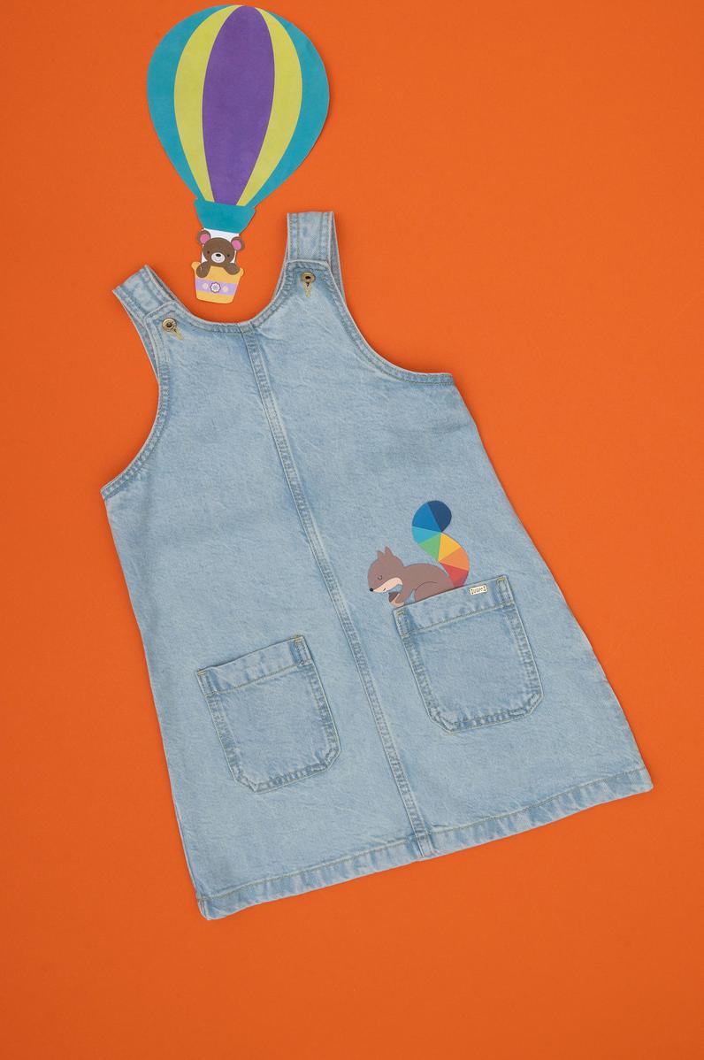 Kız Çocuk Açık Mavi A-Form Jean Elbise