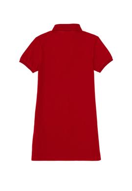 Kız Çocuk Kırmızı Polo Yaka Kısa Kol A-Form Basic Örme Elbise - 50299947035