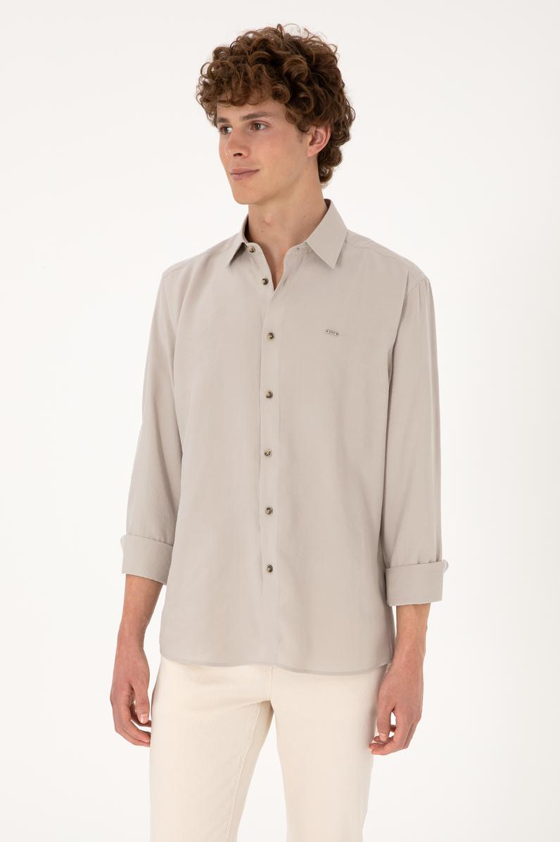 Erkek Taş Uzun Kollu Gömlek