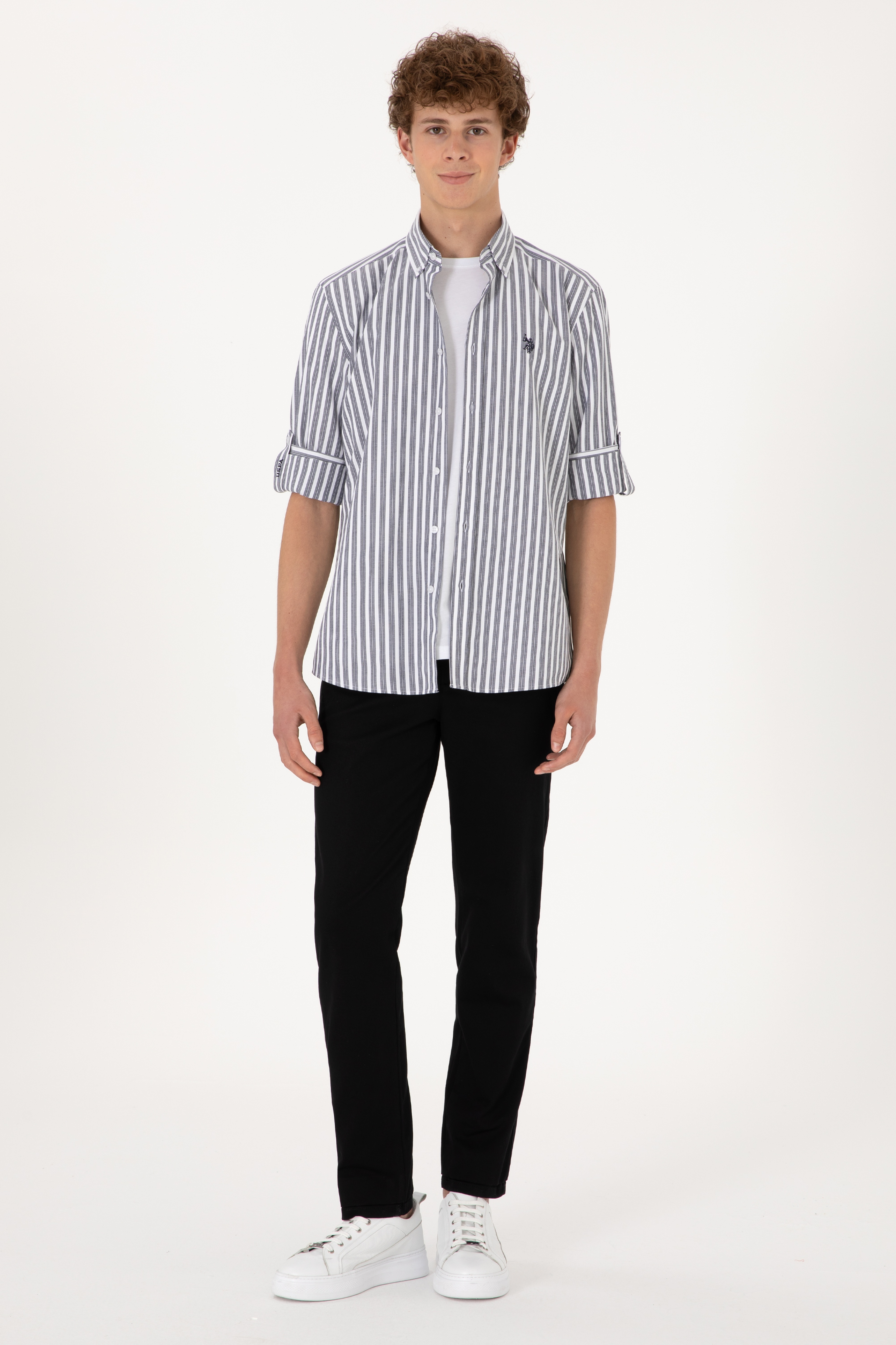 Erkek Slim Fit Siyah Kanvas Pantolon - Image 1