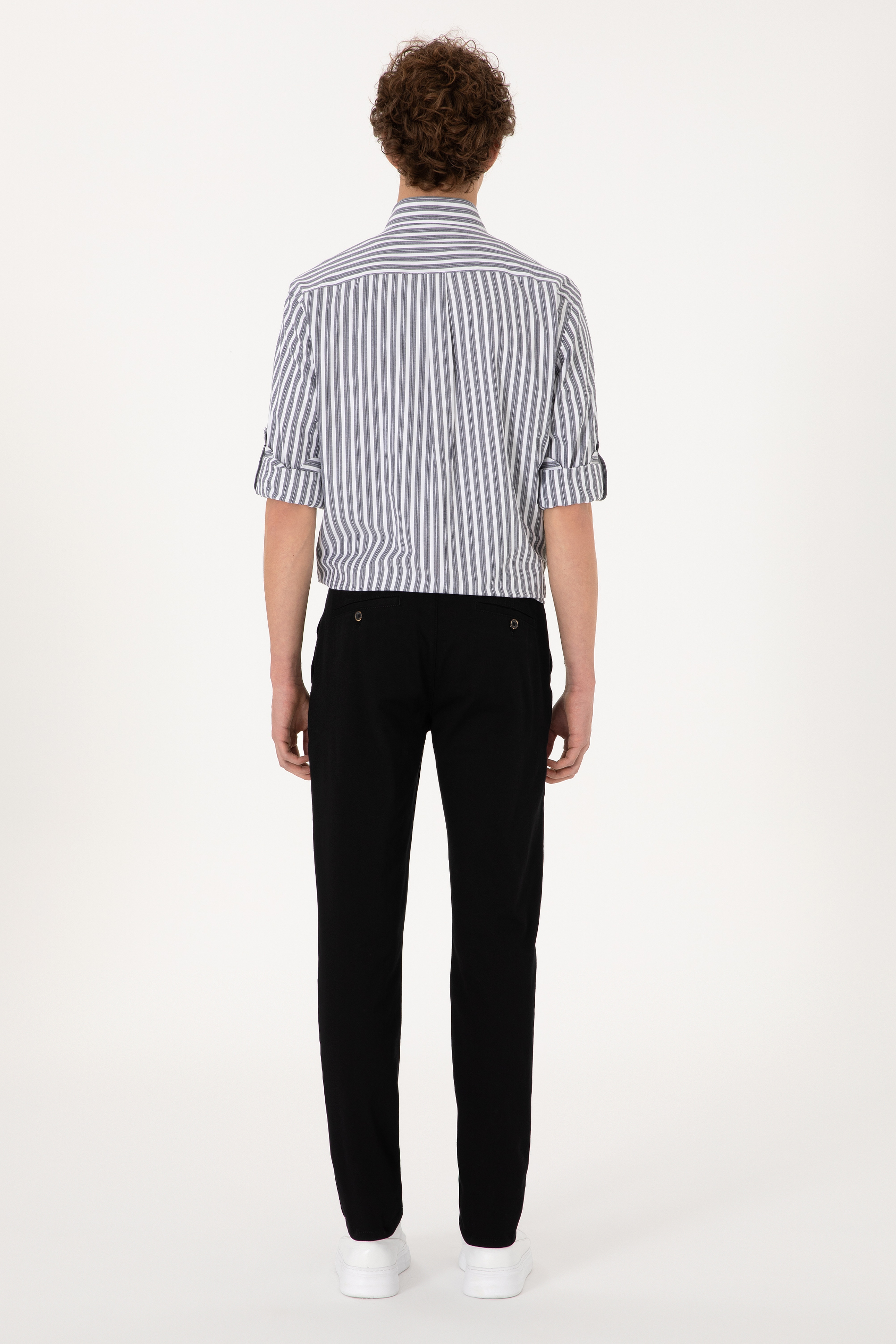 Erkek Slim Fit Siyah Kanvas Pantolon - Image 4