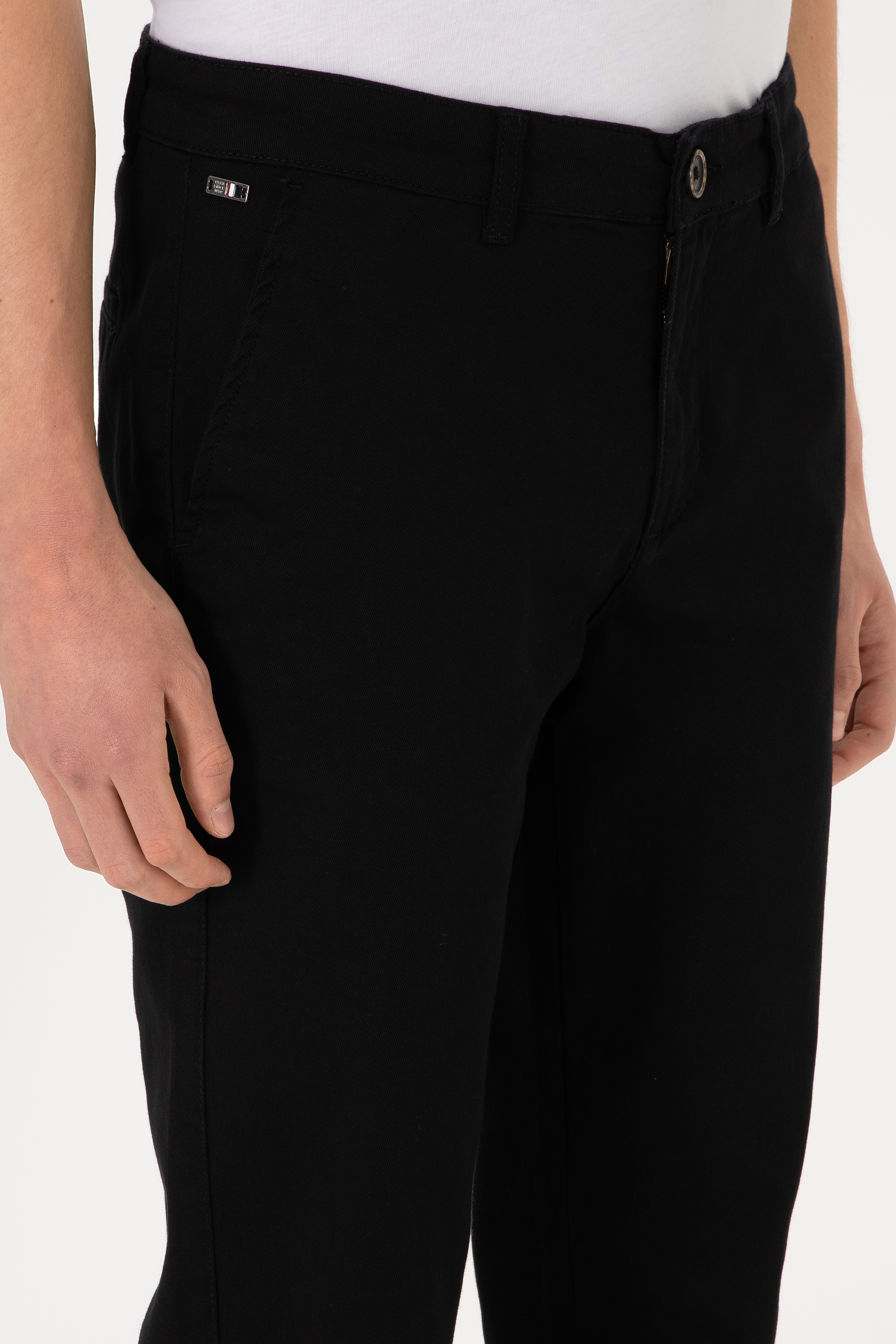 Erkek Slim Fit Siyah Kanvas Pantolon - Image 5
