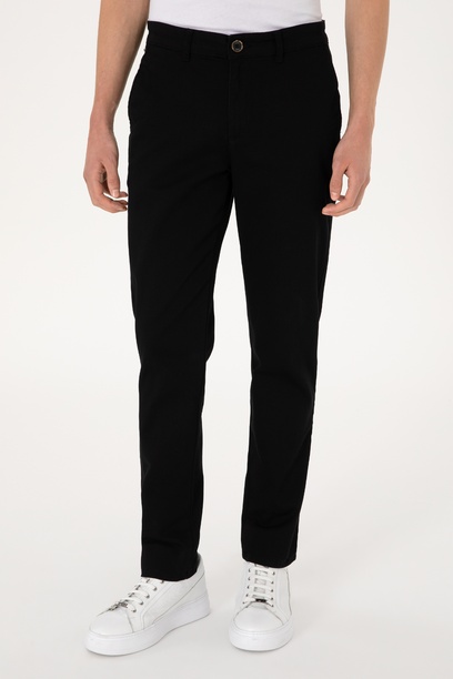 Erkek Slim Fit Siyah Kanvas Pantolon