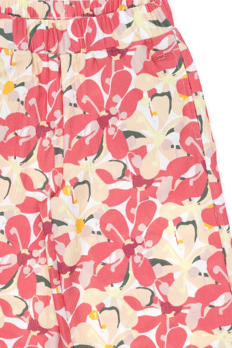 Kız Çocuk Turuncu Çiçek Desenli Örme Eşofman Altı - 50301021015