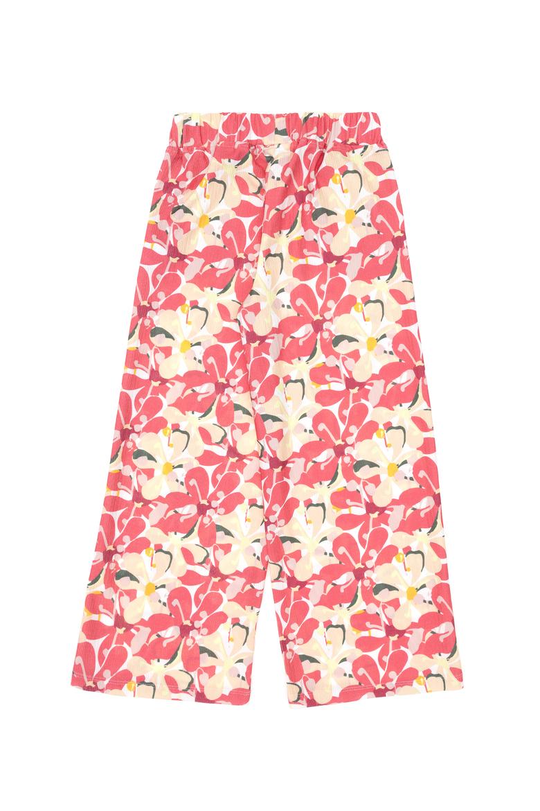 Kız Çocuk Turuncu Çiçek Desenli Örme Eşofman Altı - 50301021015