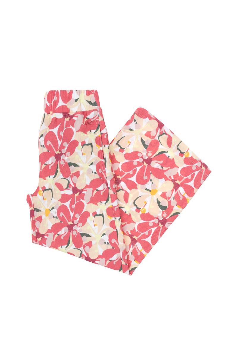 Kız Çocuk Turuncu Çiçek Desenli Örme Eşofman Altı - 50301021015