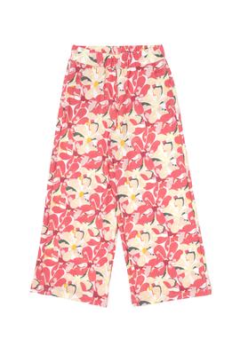 Kız Çocuk Turuncu Çiçek Desenli Örme Eşofman Altı - 50301021015