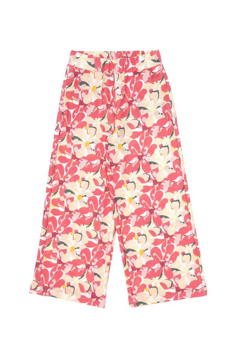 Kız Çocuk Turuncu Çiçek Desenli Örme Eşofman Altı - 50301021015