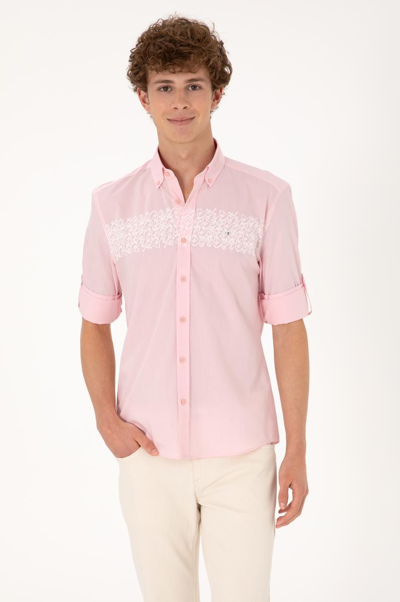 Erkek Açık Pembe Uzun Kollu Gömlek