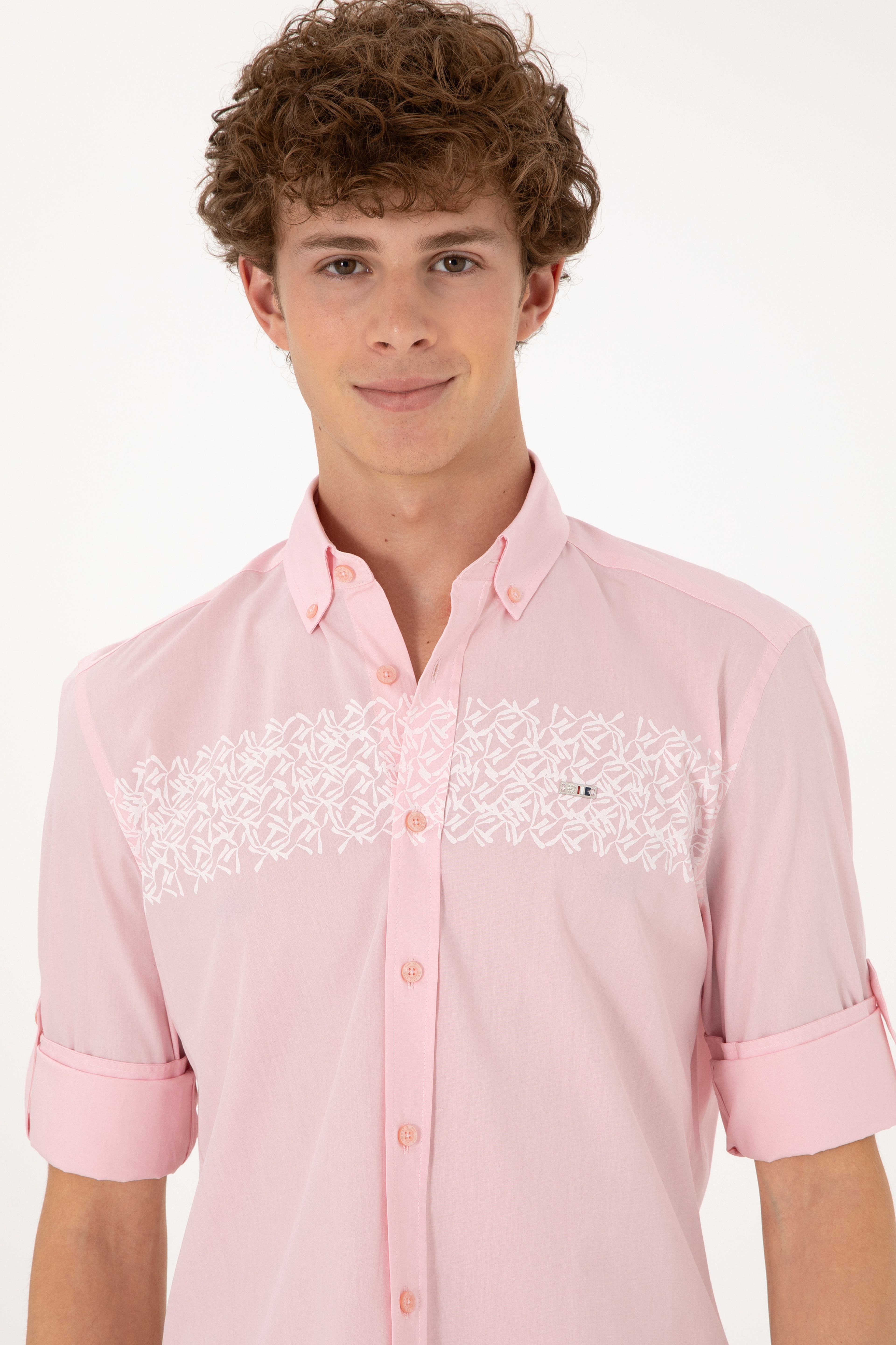 Erkek Açık Pembe Uzun Kollu Gömlek - Image 2