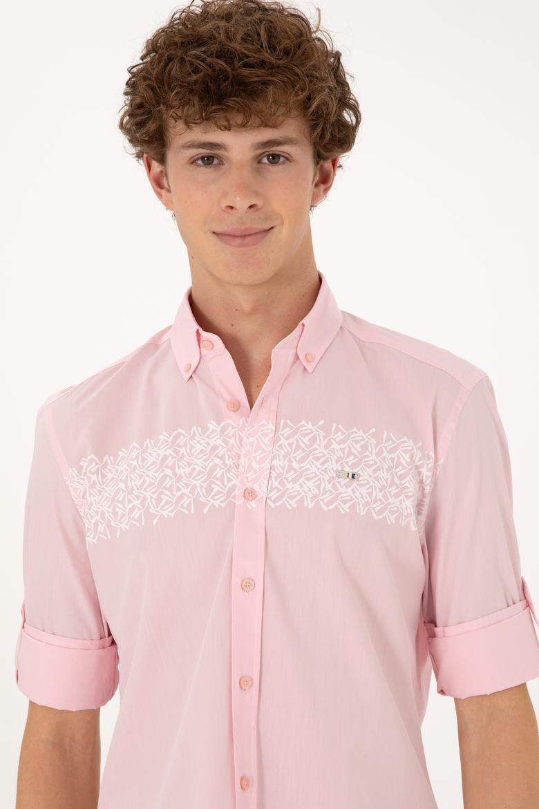 Erkek Açık Pembe Uzun Kollu Gömlek - 50306362014