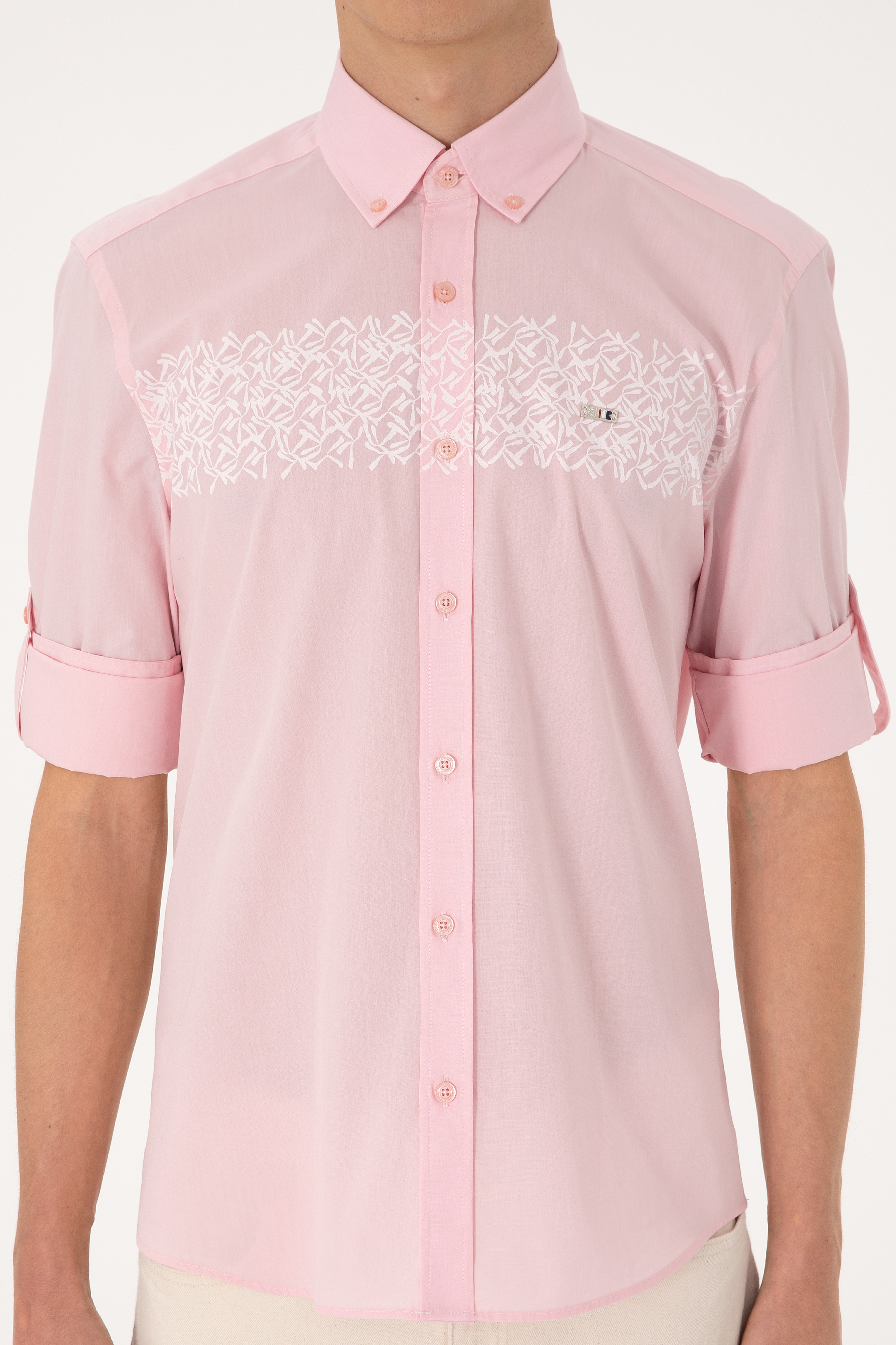 Erkek Açık Pembe Uzun Kollu Gömlek - Image 6