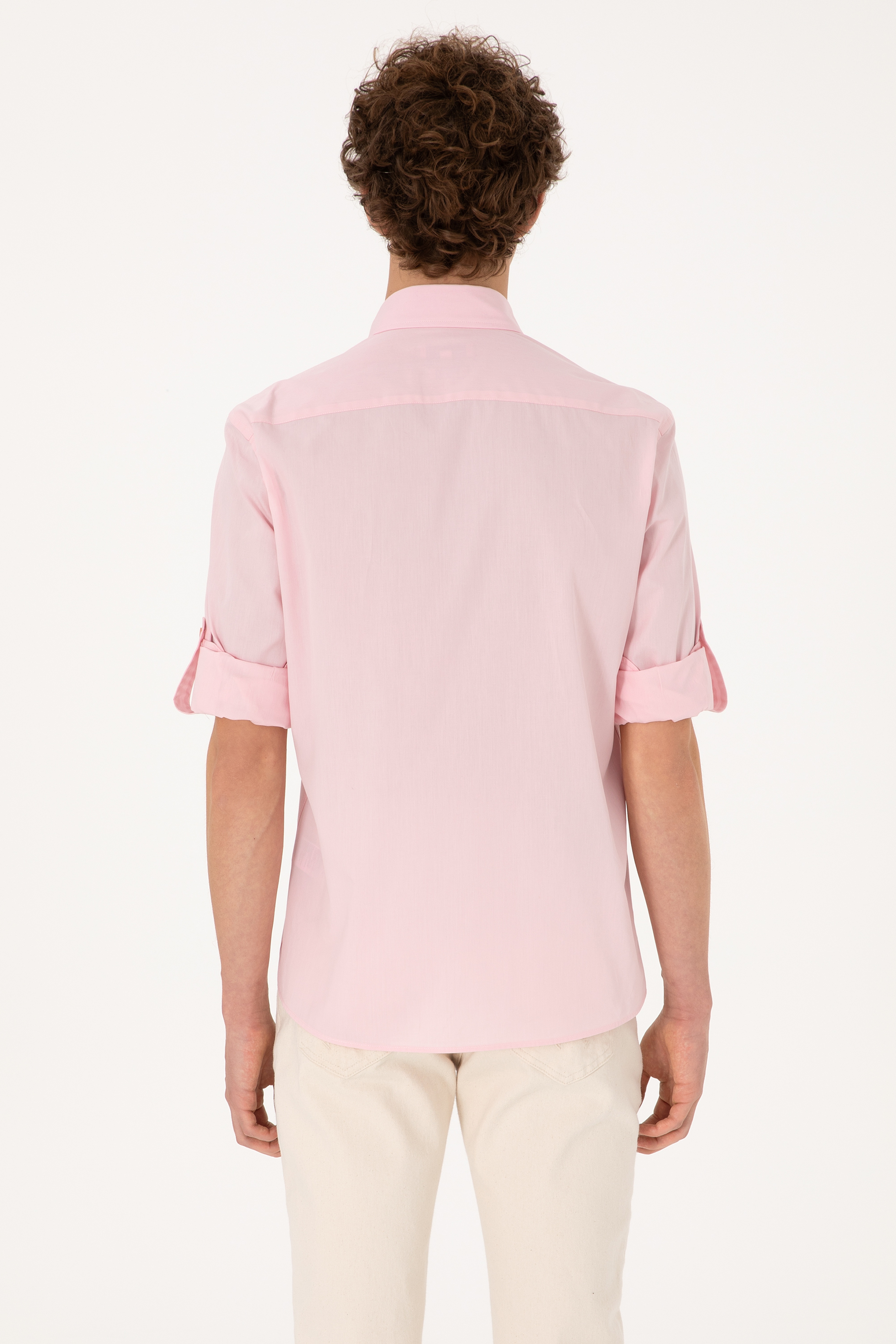 Erkek Açık Pembe Uzun Kollu Gömlek - Image 5