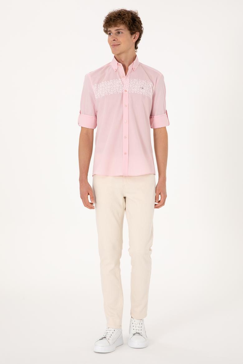 Erkek Açık Pembe Uzun Kollu Gömlek - 50306362014
