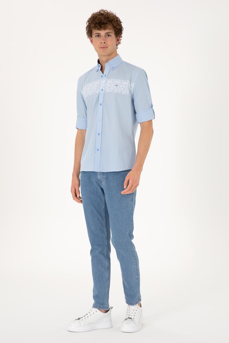 Erkek Açık Mavi Uzun Kollu Gömlek - 50306362005
