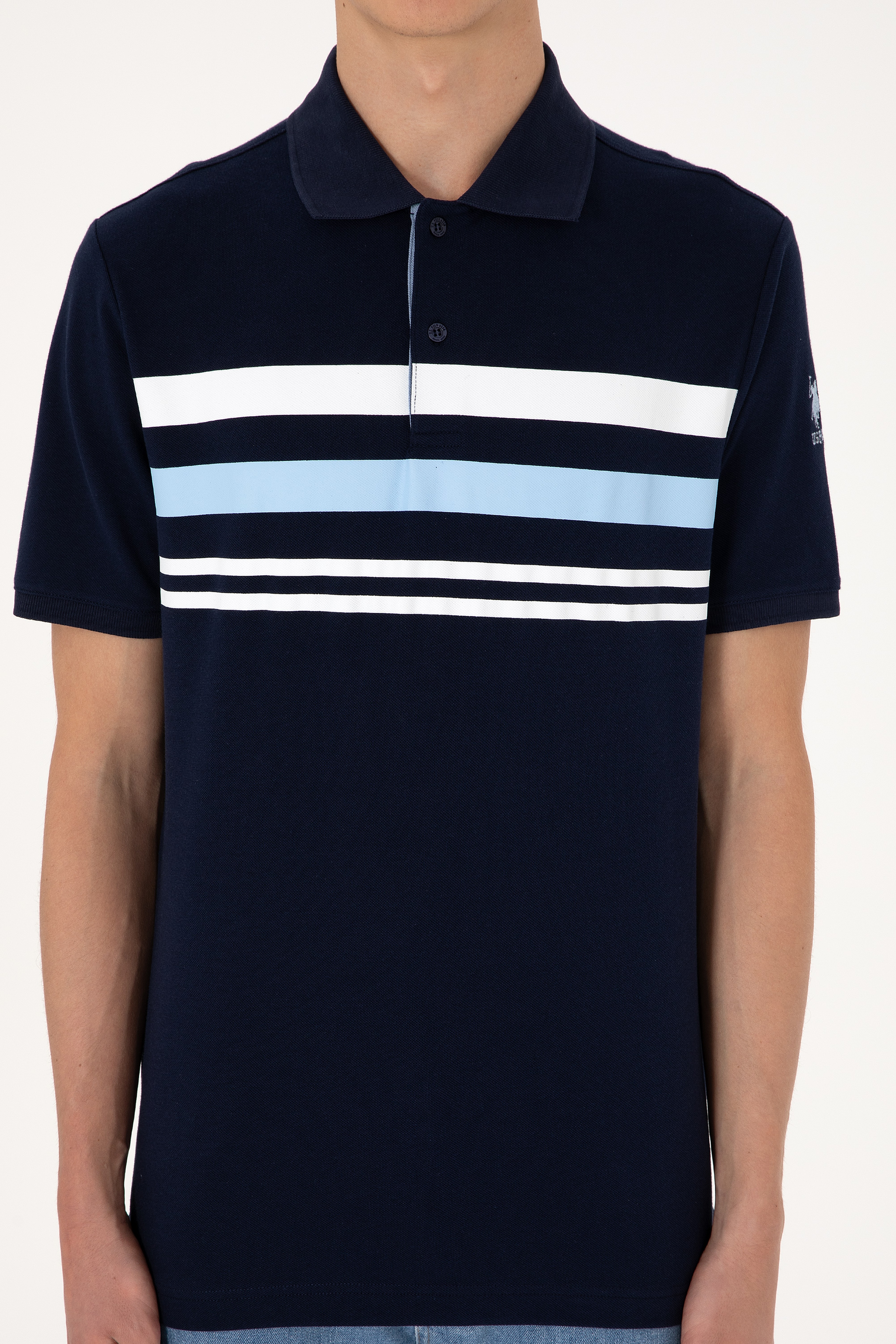 Erkek Regular Fit Polo Yaka Lacivert Tişört - Image 6