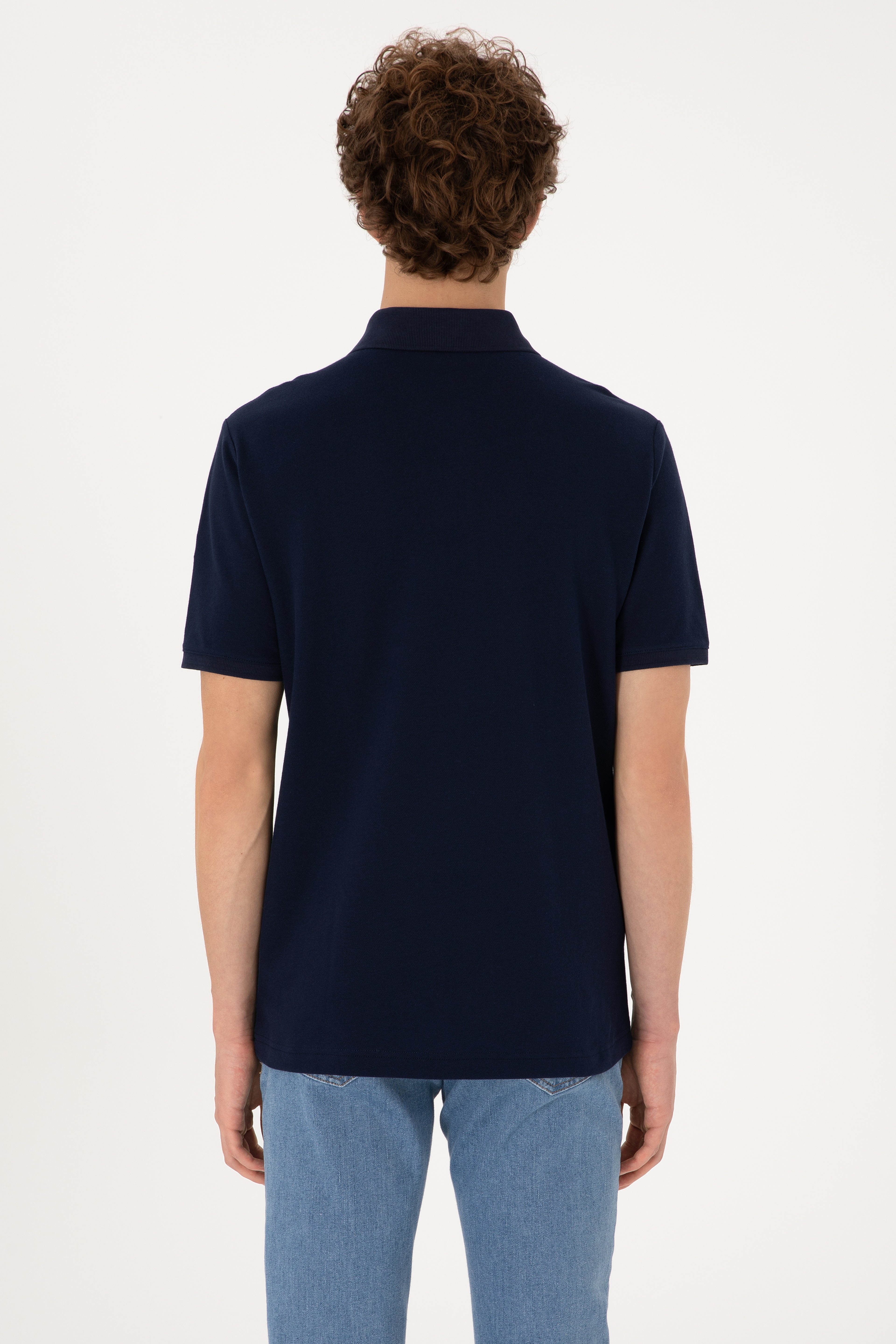 Erkek Regular Fit Polo Yaka Lacivert Tişört - Image 5