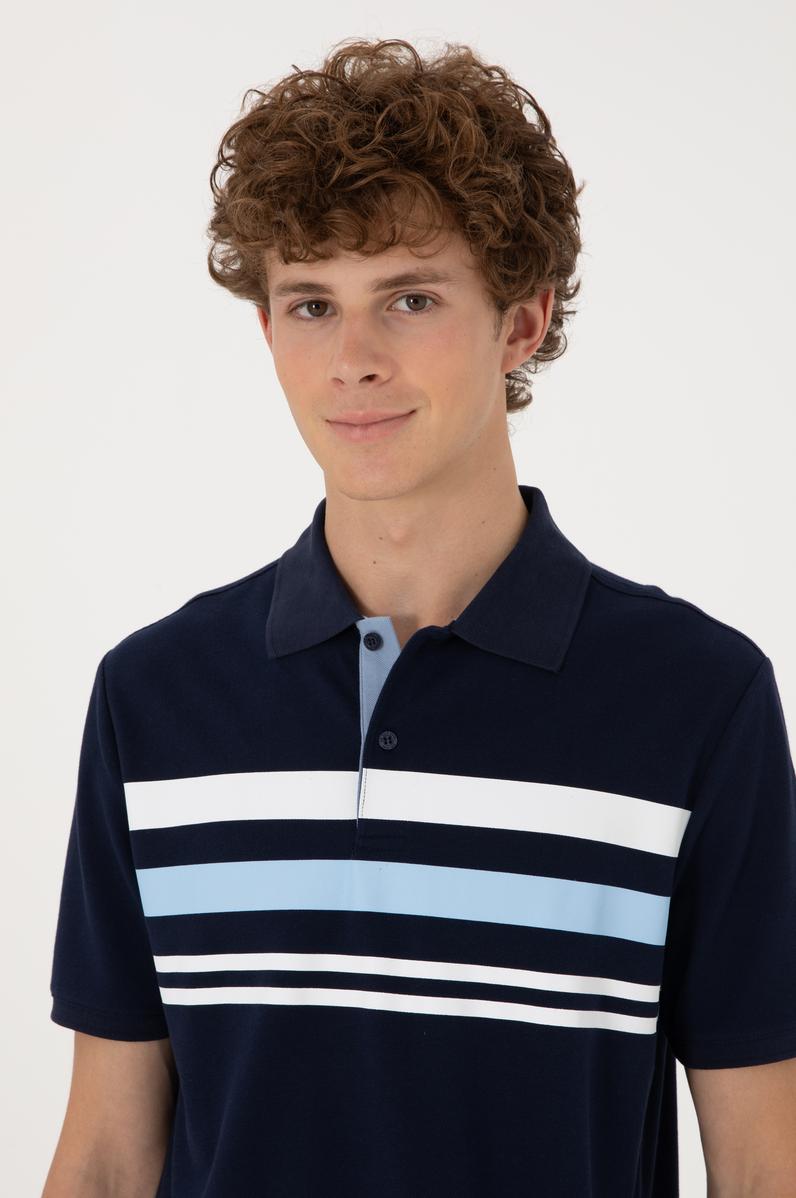 Erkek Regular Fit Polo Yaka Lacivert Tişört