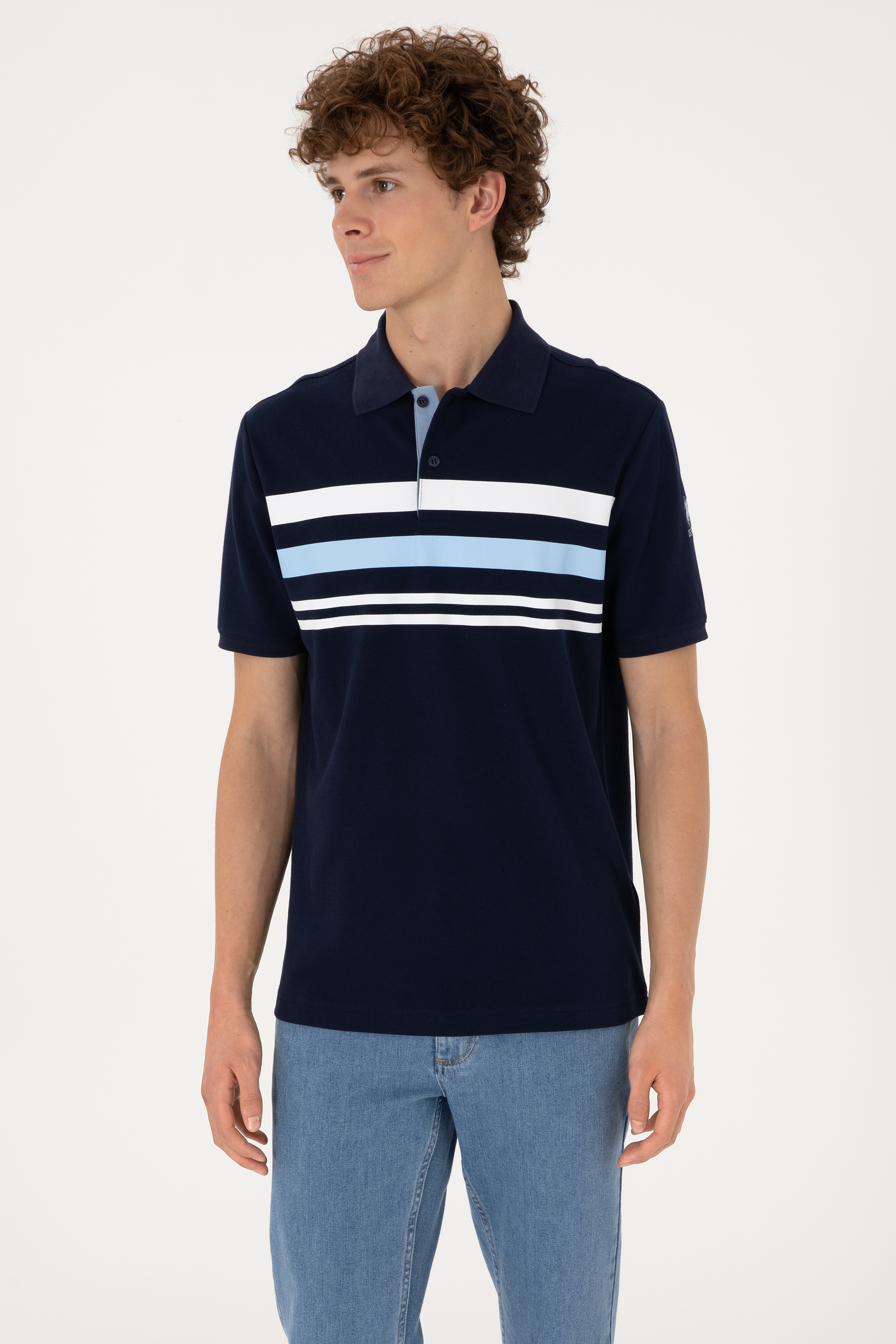 Erkek Regular Fit Polo Yaka Lacivert Tişört - Image 1