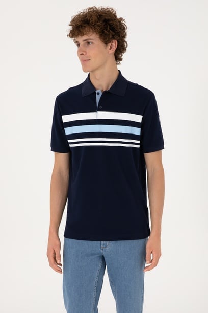 Erkek Regular Fit Polo Yaka Lacivert Tişört