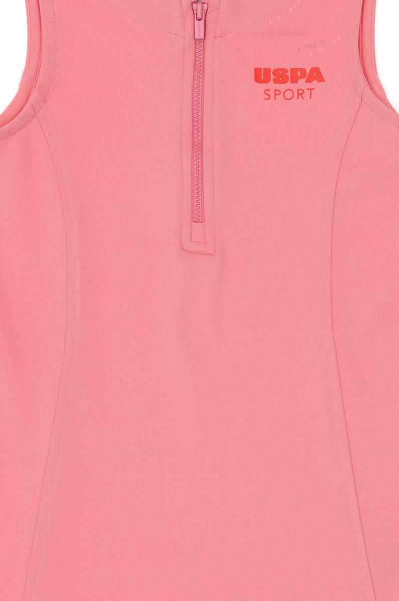 Kız Çocuk Pembe Yarım Fermuarlı Örme Elbise