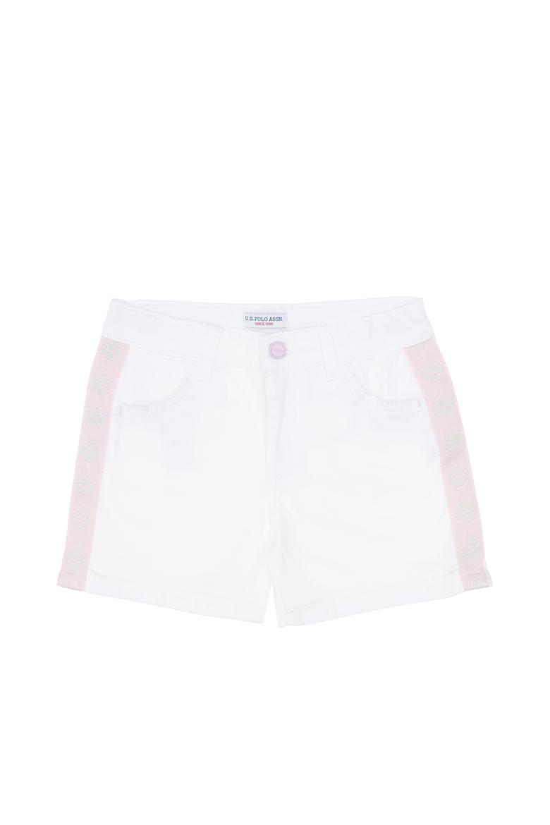 Kız Çocuk Beyaz Biye Detaylı Dokuma Şort - 50300897004