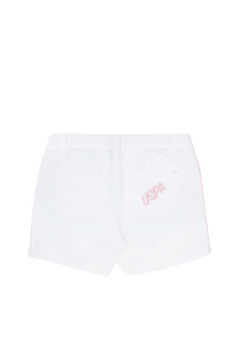 Kız Çocuk Beyaz Biye Detaylı Dokuma Şort - 50300897004