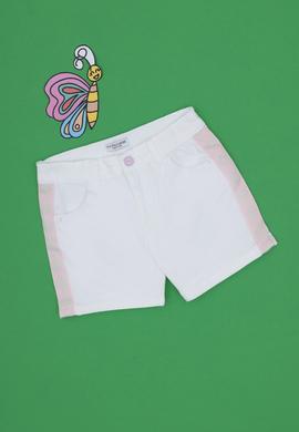 Kız Çocuk Beyaz Biye Detaylı Dokuma Şort - 50300897004