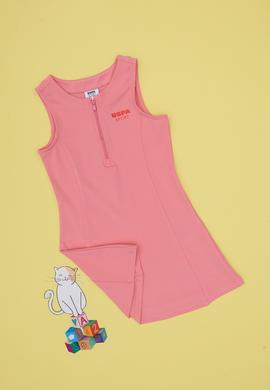 Kız Çocuk Pembe Yarım Fermuarlı Örme Elbise - 50300841003